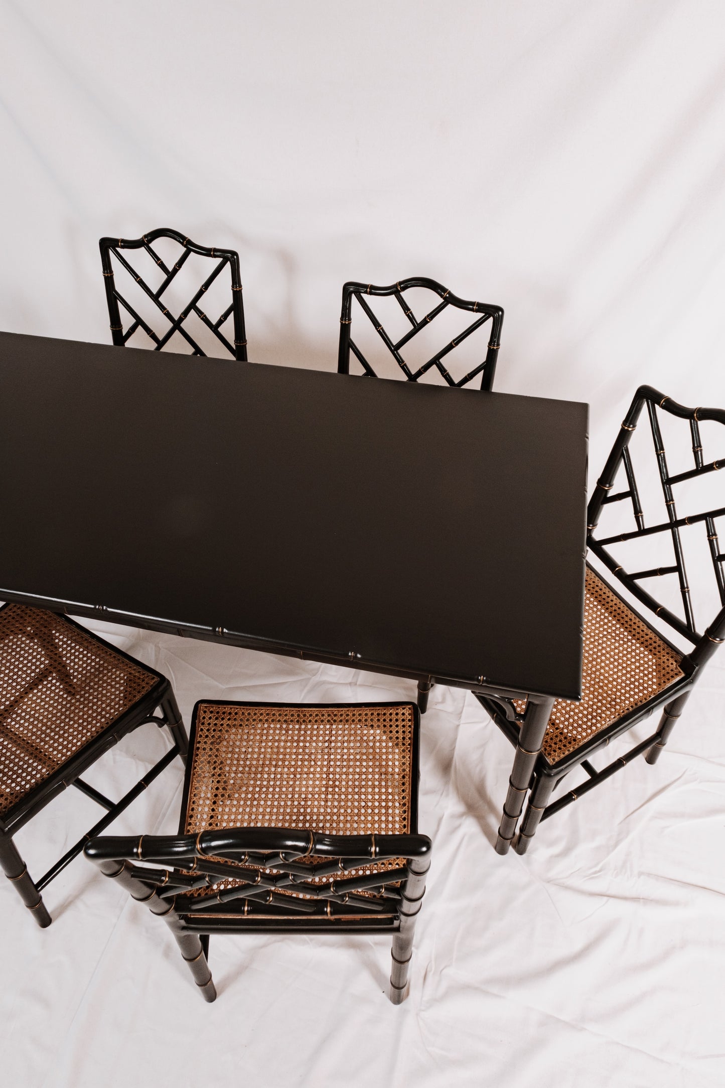 1970's Vintage Faux Bamboo Dining Table & 6 Chair Set