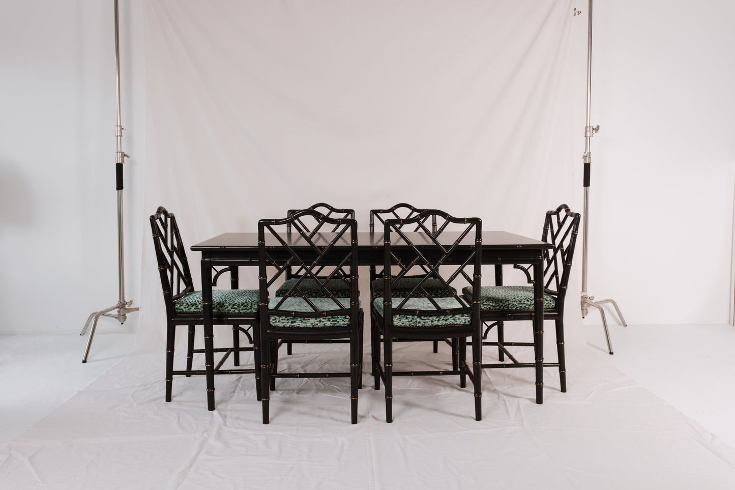 1970's Vintage Faux Bamboo Dining Table & 6 Chair Set
