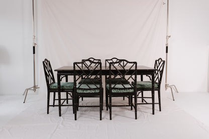 1970's Vintage Faux Bamboo Dining Table & 6 Chair Set