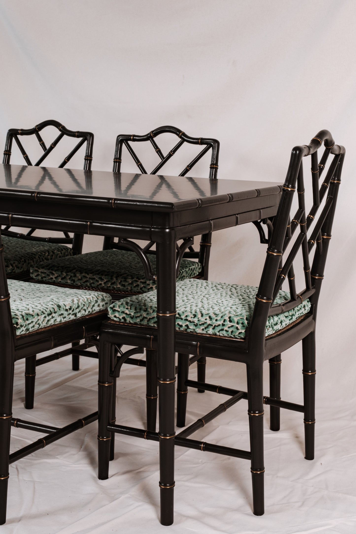 1970's Vintage Faux Bamboo Dining Table & 6 Chair Set