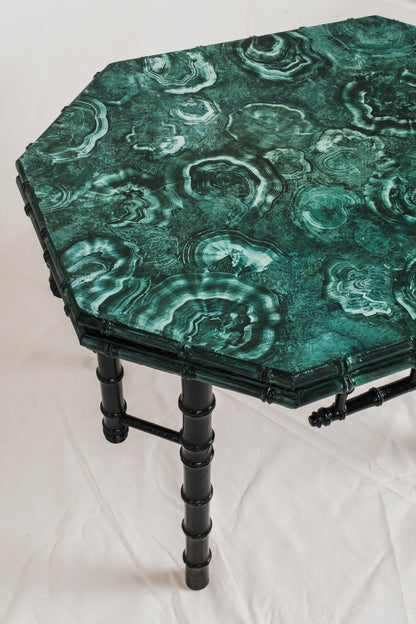 AC X Meg Boscawen - Malachite faux bamboo side table