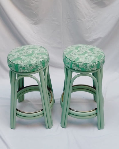 Pair of original "Angraves" cane stools